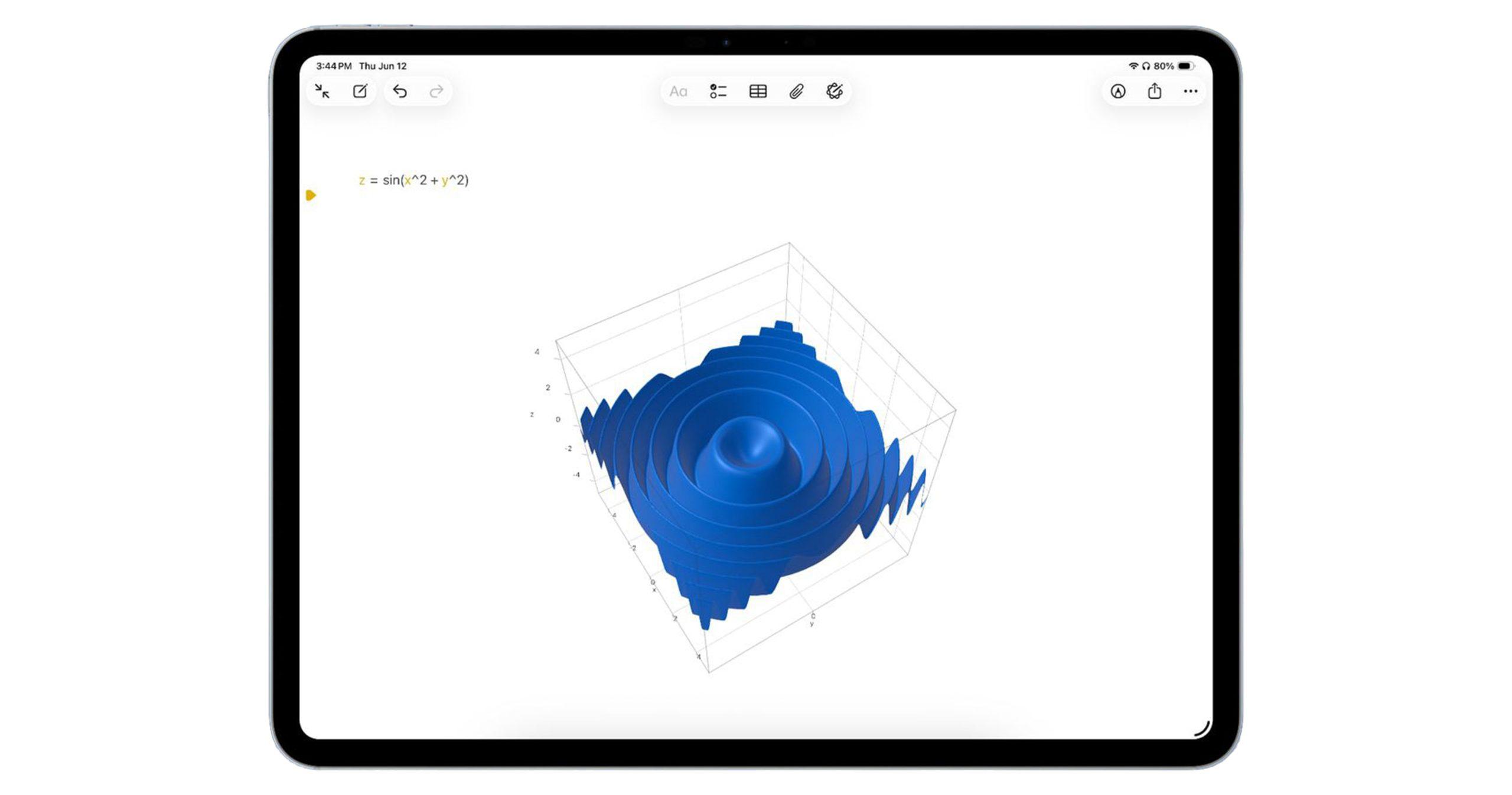 رسم نمودارهای سهبعدی در Math Notes در iOS 26