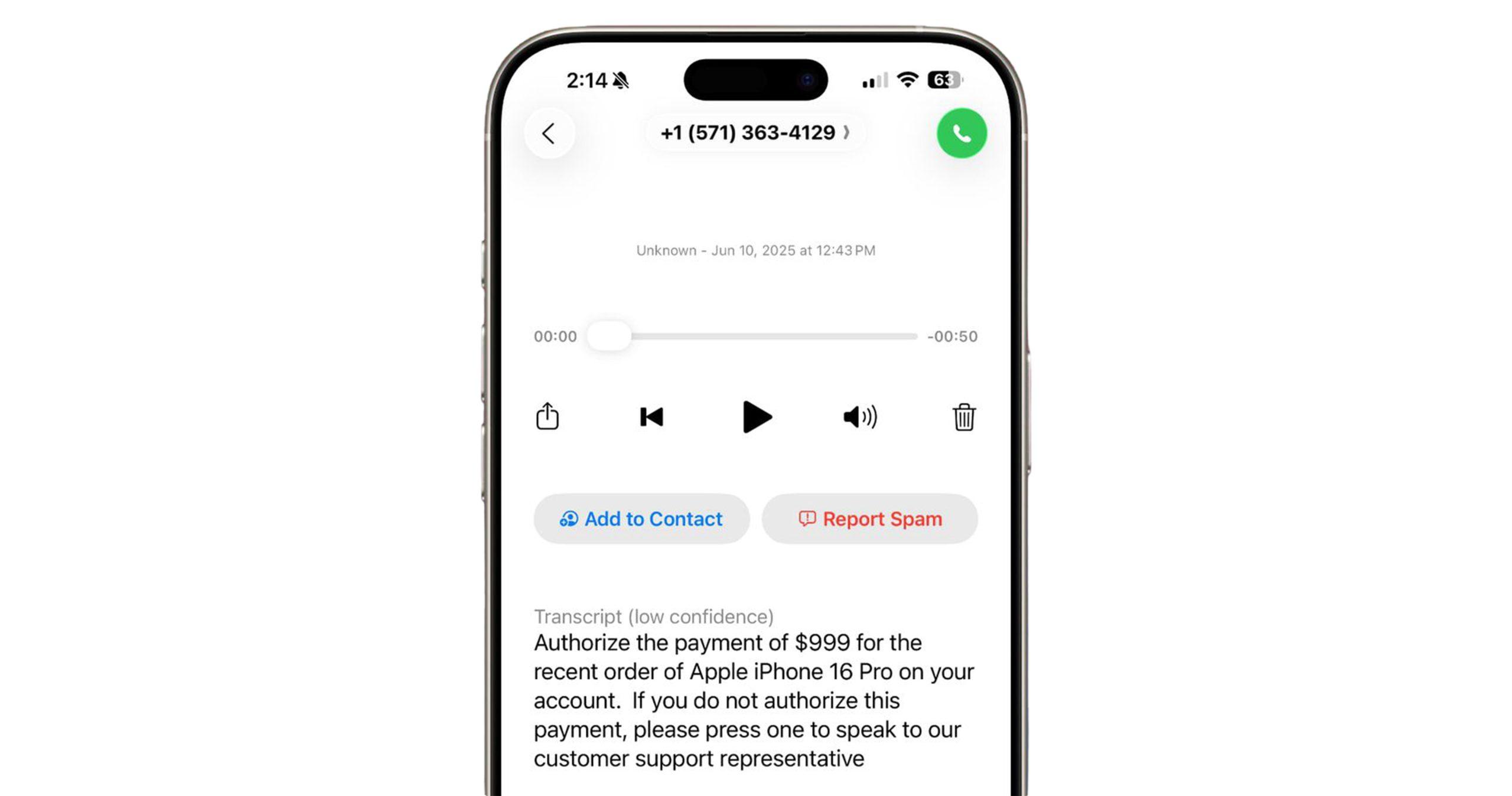 Spam Voicemails