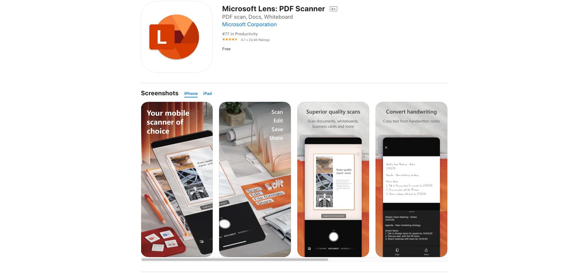 دانلود نرمافزار Office Lens برای آیفون، آیپاد تاچ و آیپد