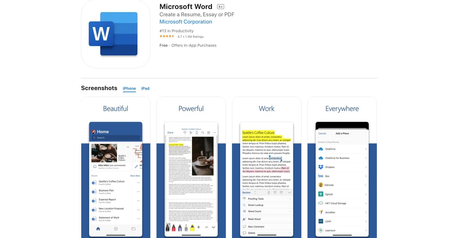 دانلود نرمافزار Microsoft Word برای آیفون، آیپاد و آیپد