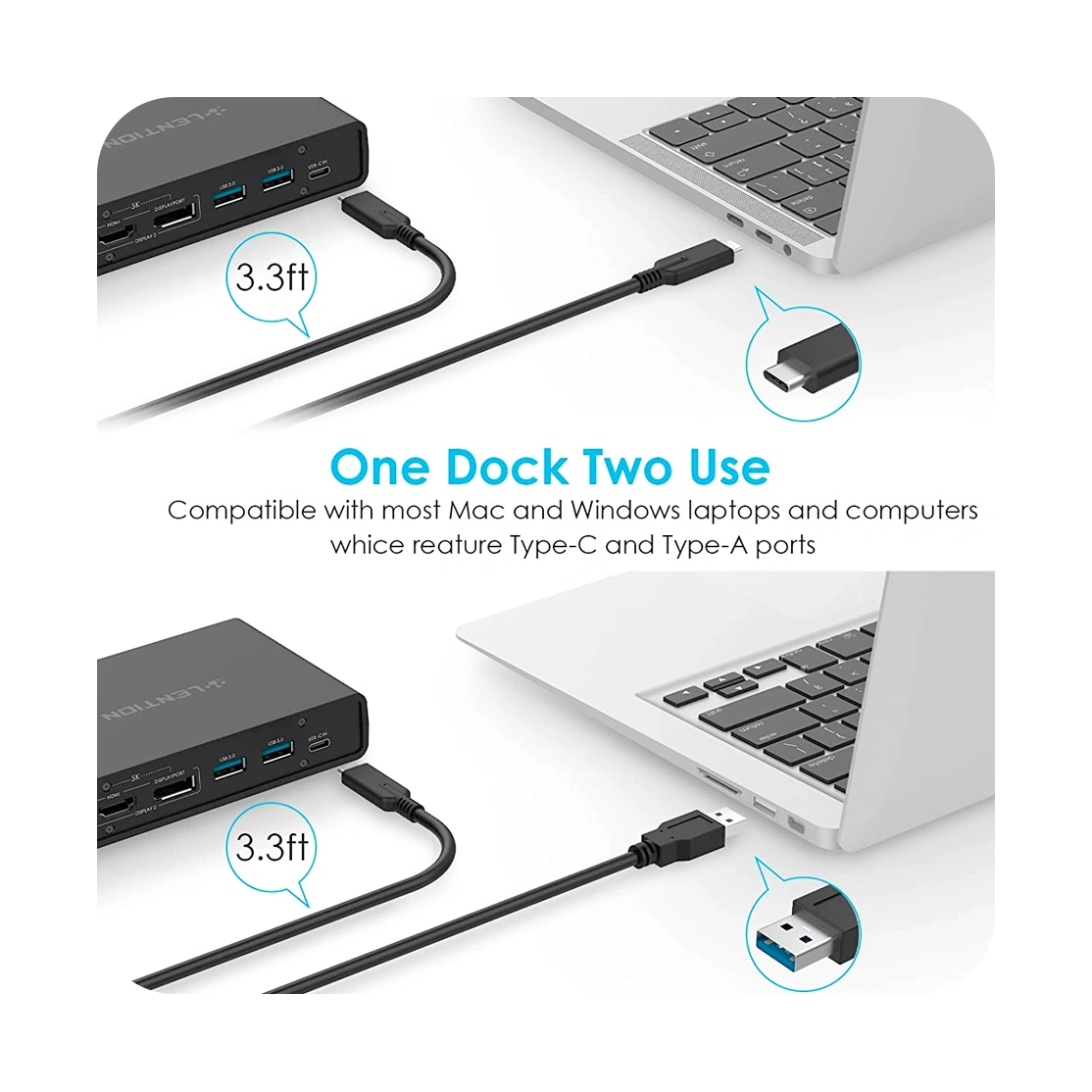 Lention USB-C Ultra 5K Universal Docking Station D92-5