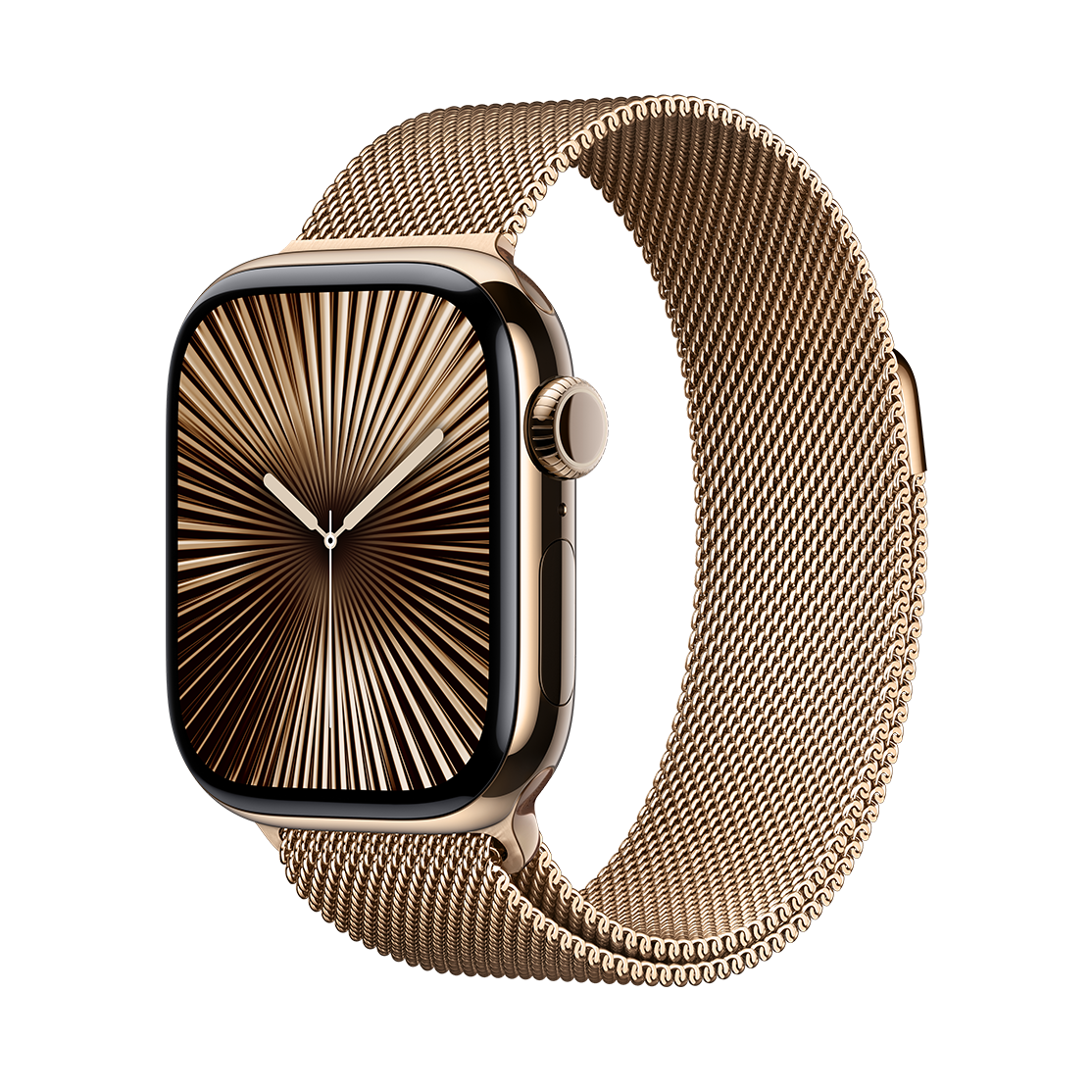 Apple Watch Series 10 Gold Titanium Case with Milanese Loop band