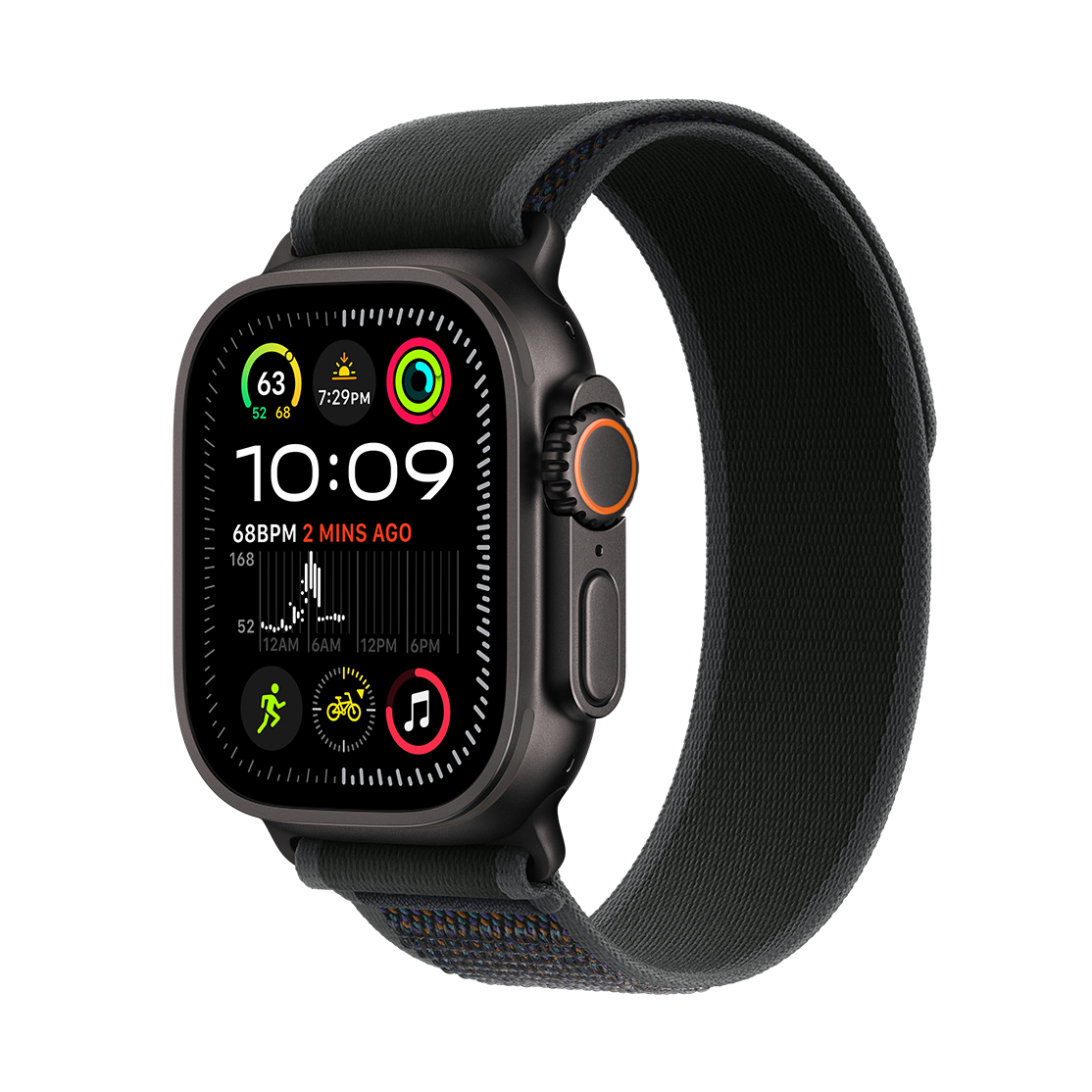 Apple Watch Ultra 2 Titanium Black Case with Black Trail Loop Band 2024