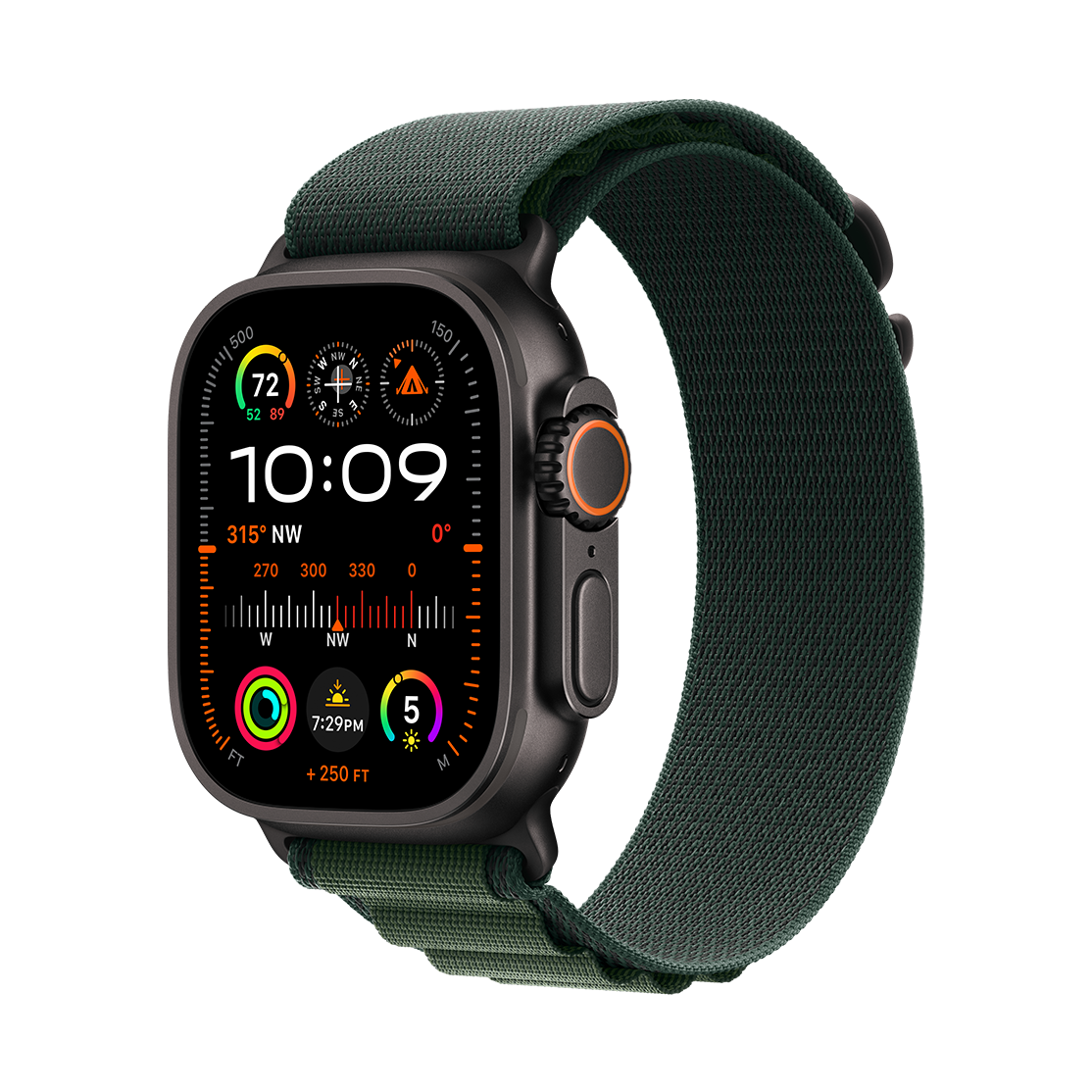 Apple Watch Ultra 2 Titanium Black Case with Dark Green Alpine Loop Band 2024