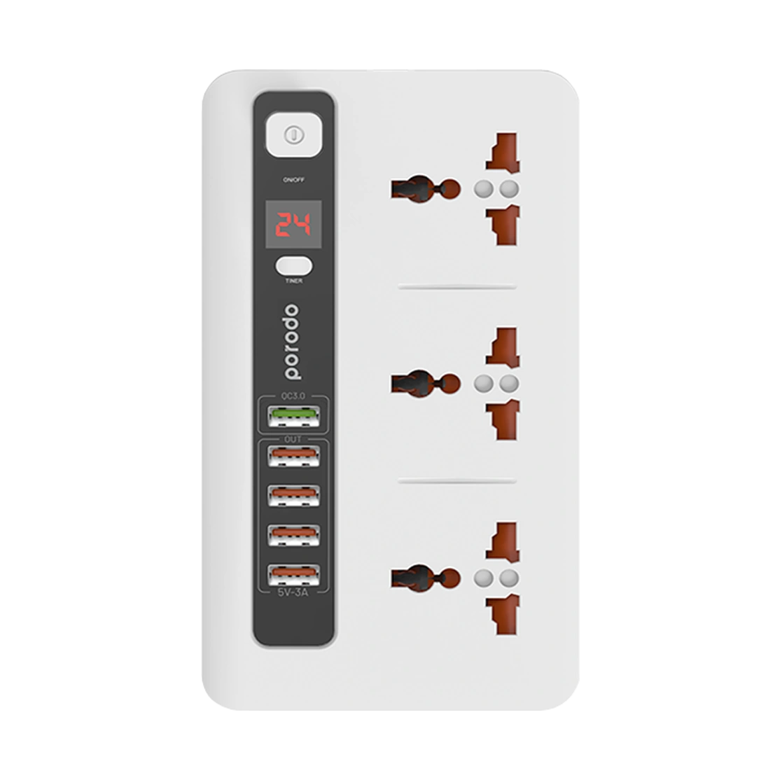 Porodo Power Socket & USB Hub PD-5P3SQC